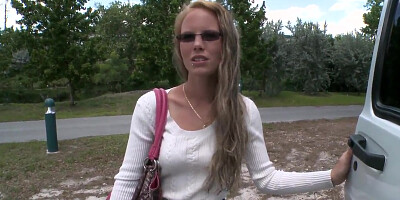 Young long haired Taylor Slit gets in to bang bus