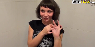 Petite slim slut Fiona gets shagged in mall toilet