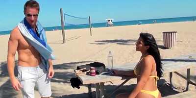 Hottest beach seduction of sexy booty Adriana Leigh!