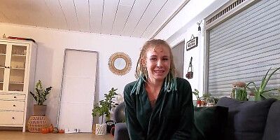 Skinny German woman Julia Juice seduces for POV screwing