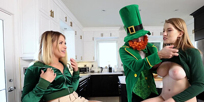 Two astonishing babes sharing a lucky man in this threesome