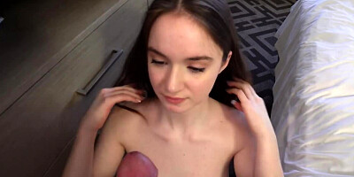 Girl sucks and gets penetrated by black stepfather in hotel room