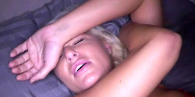 Pervert sneaks into blonde stepmom's bedroom and fucks her pussy
