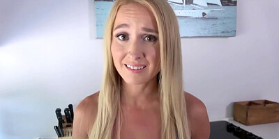 Petite Blonde Stepmom Fucks You In The Kitchen To Keep Her Secret