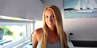 Petite Blonde Stepmom Fucks You In The Kitchen To Keep Her Secret
