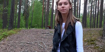 Naughty Megan sucks her boyfriend's dick in the park