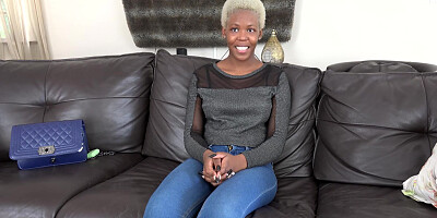 Ebony Babe In Colorful Socks Can Barely Fit Agent's Big White Cock