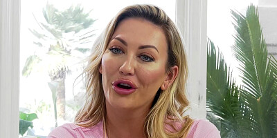 Big Tits blonde Adira Allure pegging Joel with a big strap on.