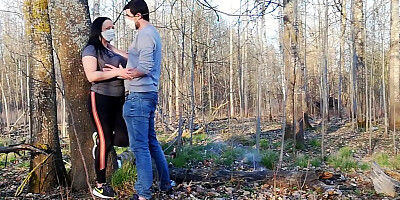 Step brother fucked stepsister in a barbecue forest in coronavirus epidemic 2020