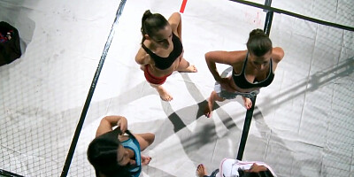 Lesbian fighters Adrianna Luna and Ariel X enjoy the orgy