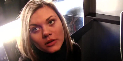 Young couple fucks in a dark public place before eating