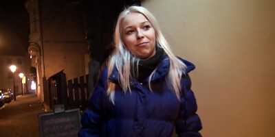 Hot blonde gets fucked by a stranger after flashing her tits in euro streets