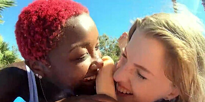 Three busty lesbian whores are having an interracial FFF