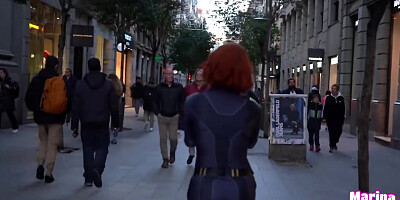 Scarlett Johansssons Cum Walk As Black Widow