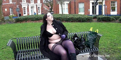 BBW amateur Emmas public masterbation and outdoor flashing of fat gal in homemade exhibitionist footage for