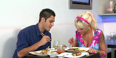 Gorgeous babe Delta White seduces a guy over pool game