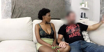 Big Tits Ebony Model Gives Booty To White Cock Producer
