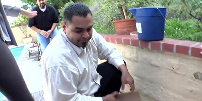 Allie Haze and her gals invite pool repair foremen