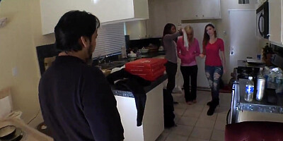 Allie Haze and her gals invite pool repair foremen