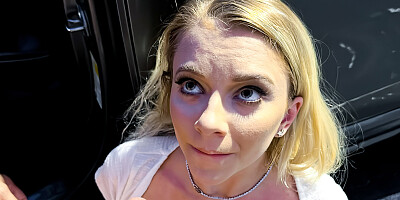 Blonde Chick Bends Over At The Parking To Fuck With Boyfriend