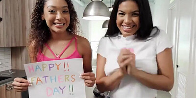 Lovely Exotic Stepdaughters Maya Farrell And Sarah Lace Share Stepdaddys Dick