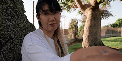 Asian girl rides a hard cock and sucks it in a POV-style video