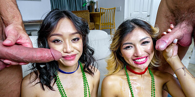 Two juicy girls swapped and fucked by their partners