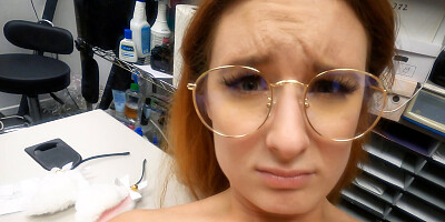 Nerdy girl is stripped naked and fucked by a security officer