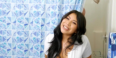 Lucky roommate fucks busty Asian and blonde hussies in 3some