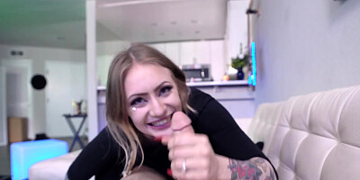 Man with the camera hooks up with unparticular girl with pigtails