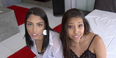 Bootylicious brunettes are taking big cock in threesome scene