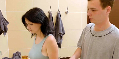 SISPORN. Tiny cutie with perfect natural tits enjoys sex with her stepbrother