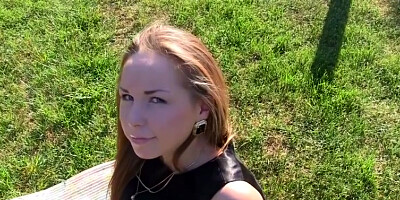 Sexy blonde fucked on a park bench