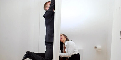 Amazing brunette chick gets fucked through a glory hole