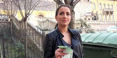 Brunette babe Cindy Loarn is so hot in her leather jacket and high heels