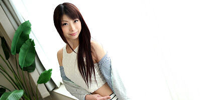 Japanese cutie Tsubaki Kato shows wet pussy on the couch