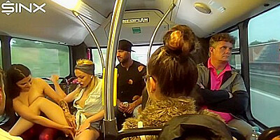 Tattooed Lesbians Fingering Fun On The Bus