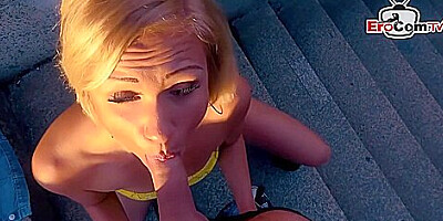 German Skinny Blonde Gabi Gold Public Pick Up