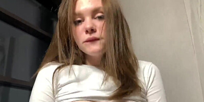 Pretty babe is going to show her pointy nipples and suck