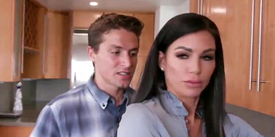 Horny guy hurries to fuck stepmom in the kitchen