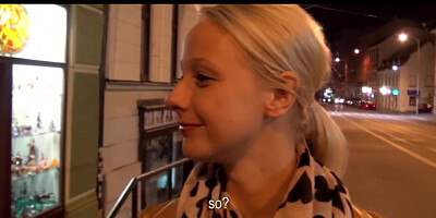 Slurps light-haired Czech student is paid for hook-up in public