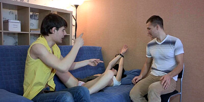 Tied up girl is being fucked by boyfriend's pall while he is watching