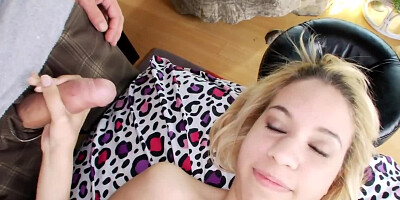 Blonde girlfriend is getting both her body and pussy rubbed