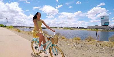 Biking beauty banged