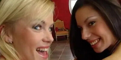 Two gorgeous babes in anal threesome