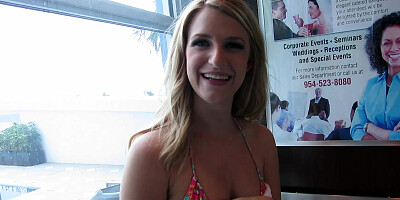 Picking up a bikini babe at the hotel and fucking her hard