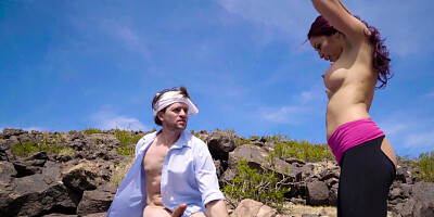 Hiker and a big cock guy have hardcore sex in the desert