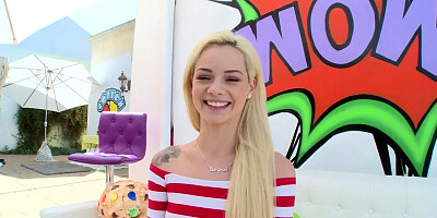 Blonde cutie with a nice set of boobies gets nailed so hard