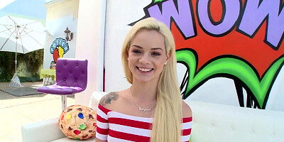 Blonde cutie with a nice set of boobies gets nailed so hard