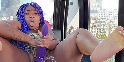 Thick Blue Hair Squirting On The Ferris Wheel